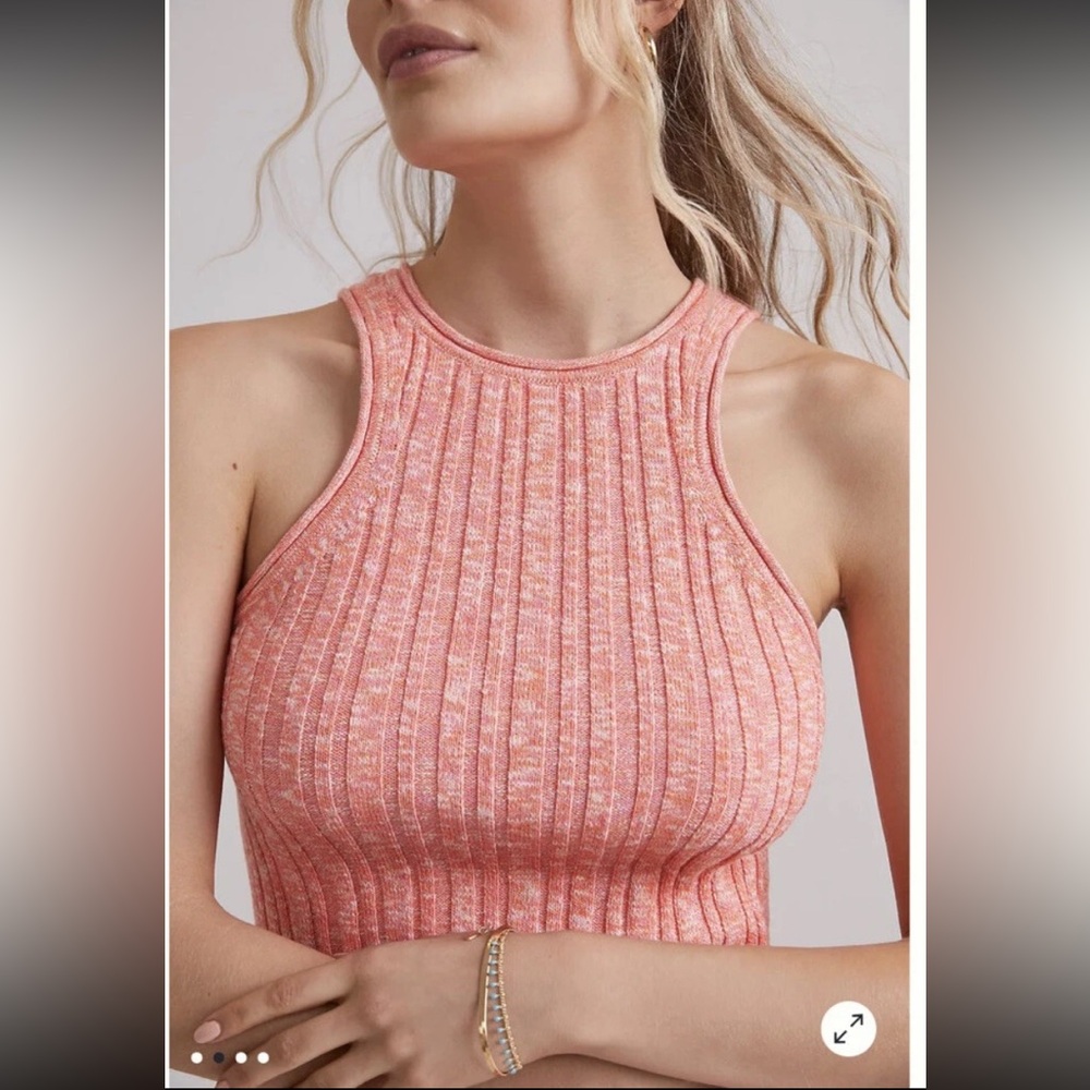 By Anthropologie Coral Marled Knit Ribbed Tank Top - Picture 3 of 10